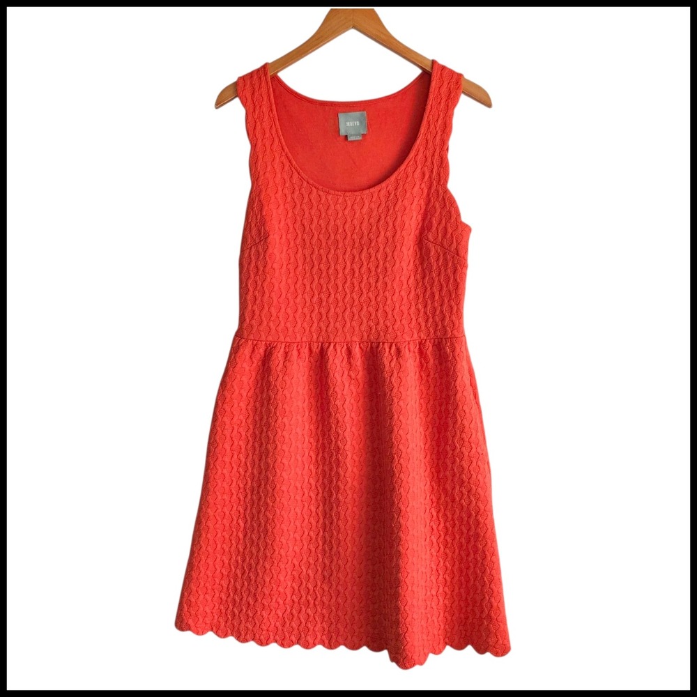 Maeve Anthropologie Fit & Flare Dress Sleeveless Textured Coral Medium M